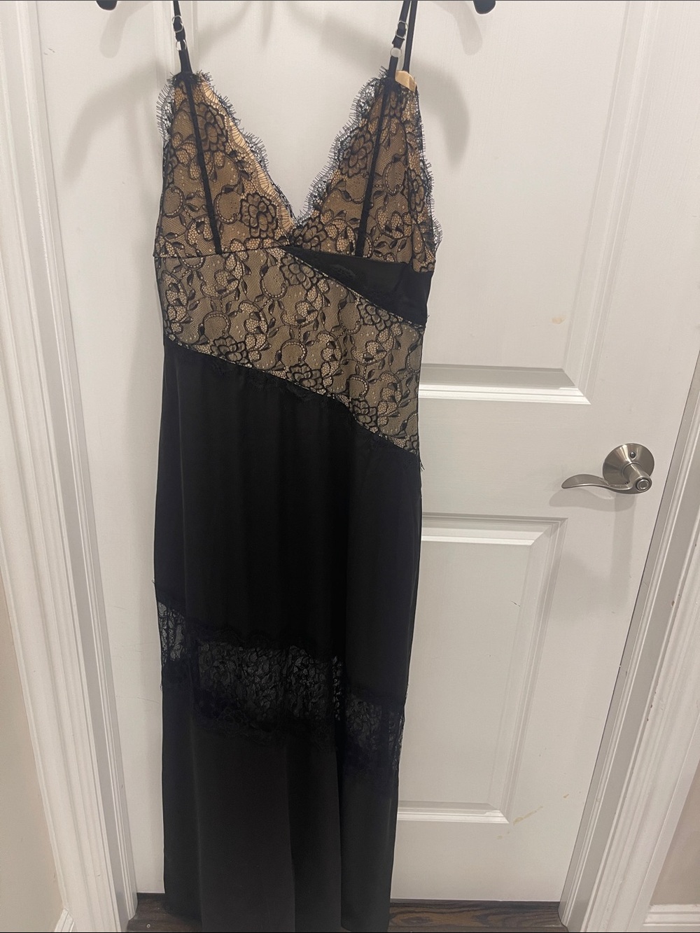 Black Lace-Accent Slip Dress